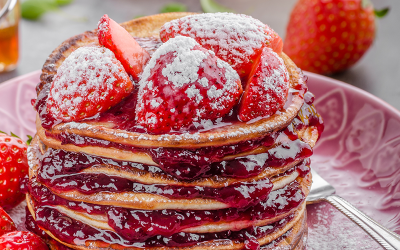 DIETA IMUPRO. CLĂTITE AMERICANE CU BANANE ȘI DULCEAȚĂ DE CĂPȘUNE